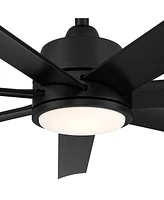 56" Phoenix Modern Indoor Ceiling Fan with Cct Led Light and 6-Speed Remote Max Black Finish 7-Blade for Bedroom Living Room Kitchen Dining Office Fam
