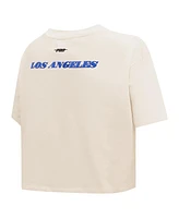 Pro Standard Women's Cream Los Angeles Lakers Retro Striper Sj Cropped Boxy T-Shirt