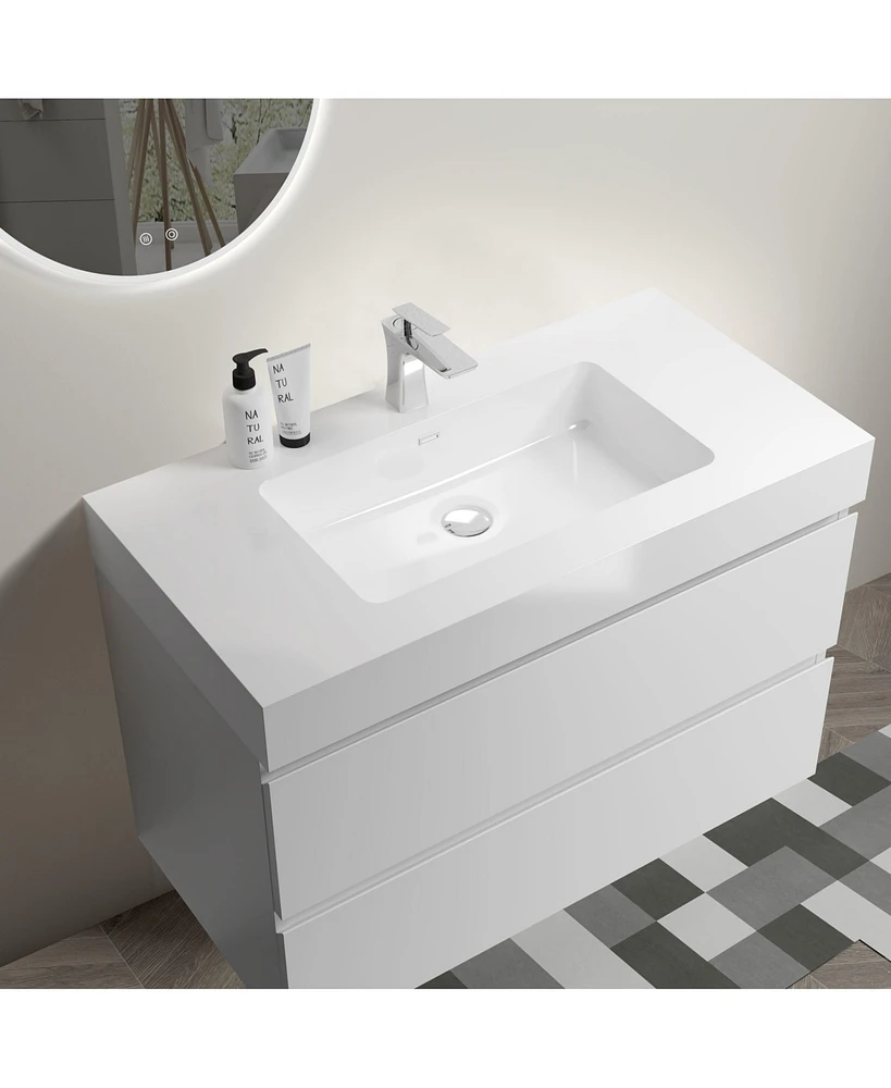 Glossy White Integrated Solid Surface Basin