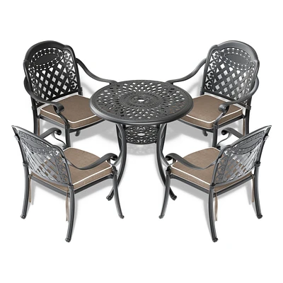 5-Piece Cast Aluminum Patio Set with Cushions