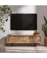 Streamdale Furniture Boho Mango Wood Tv Stand with Storage