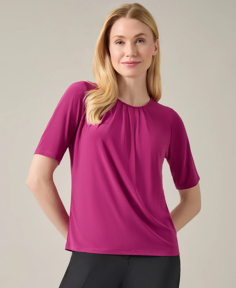 Kasper Women's Pleat Neck Knit Top, Regular & Petite