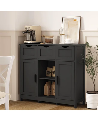 3-Drawer Sideboard with Ample Storage and Adjustable Shelves