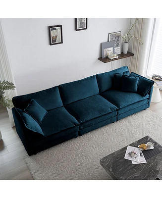 Mid-Century Modern 3-Seater Sofa with Pillows