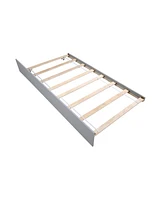Twin Bed with Trundle, Platform Frame, Headboard/Footboard, Grey