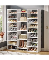 Tribesigns 14-Tier Shoe Rack, Freestanding Tall Shoe Shelf, White Wooden Shoe Storage Cabinet with 22 Open Cubbies, 46 Pairs Wide Entryway Shoe Organi