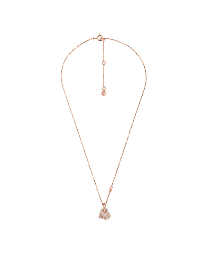 Michael Kors Sterling Silver Pave Heart Pendant Necklace