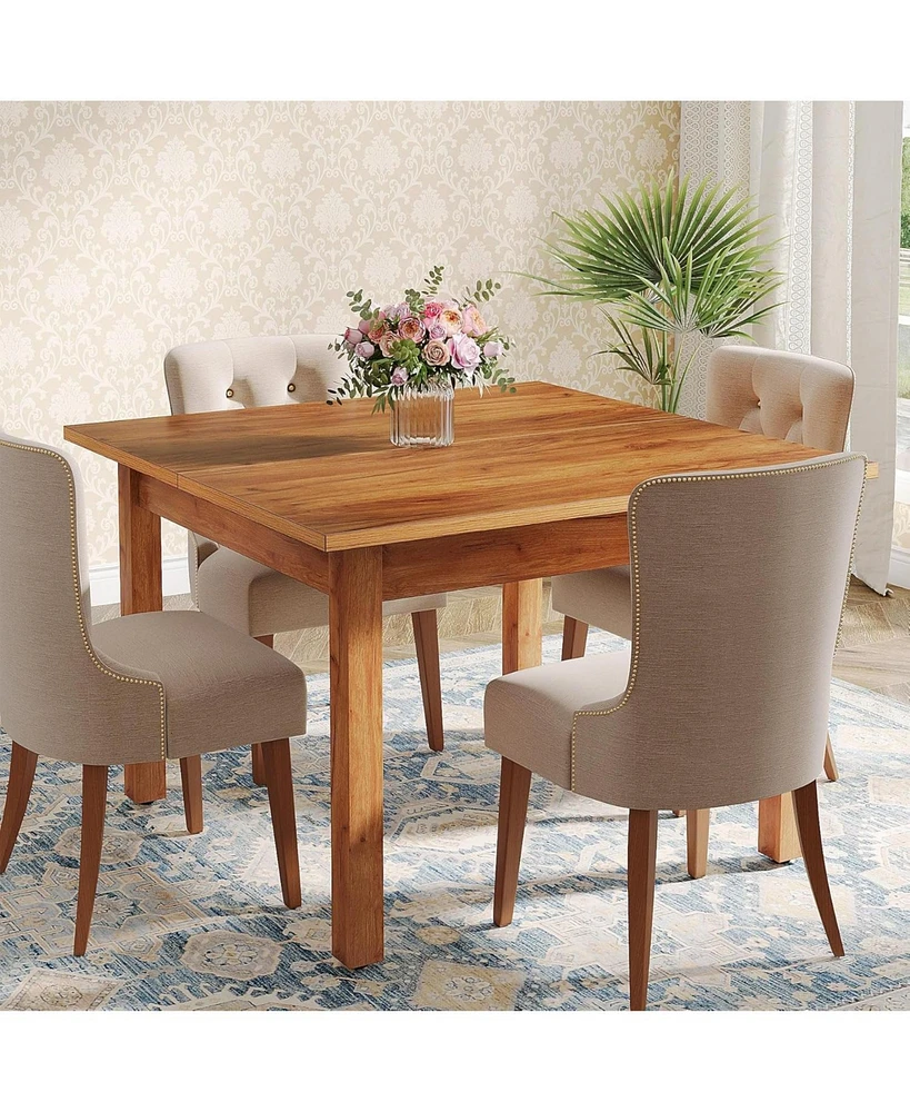Tribesigns Wood Dining Table Farmhouse Kitchen for Room Living Room, 2-4 Person Square Dinner Tables with Wooden Legs O