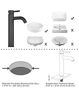Aquaterior Tempered Glass Vessel Sink w/ Orb Single Handle Faucet Mounting Ring