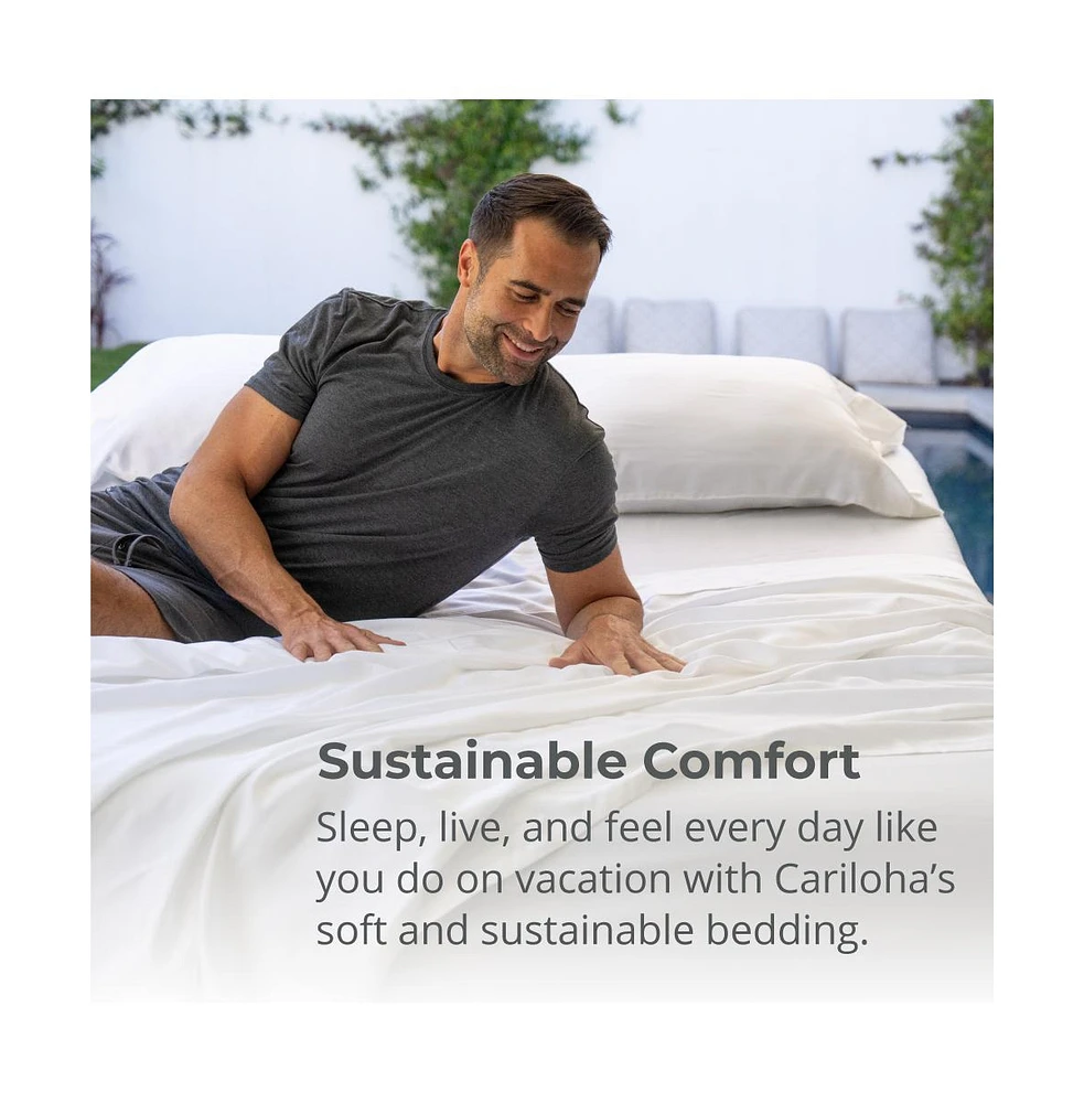 Cariloha Classic 4-Piece Twill Sheet Set | White Twin Viscose Material |Extra soft, Cooling for Hot Sleepers, Corner Bands