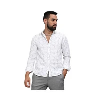 Men's Chalk White Holographic Veined Textured Shirt