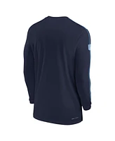 Nike Men's Navy Tennessee Titans Sideline Coach Uv Performance Long Sleeve T-Shirt