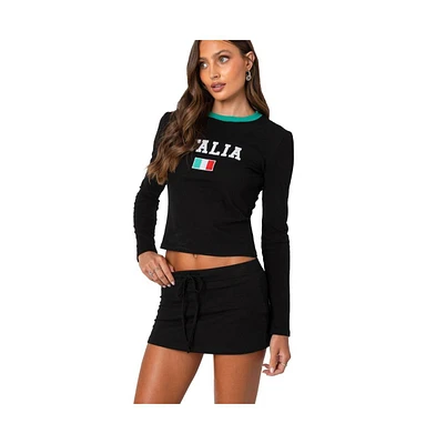 Edikted Womens Italy Long Sleeve T Shirt