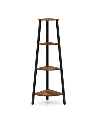 Sugift 4-Tier Industrial Corner Ladder Shelf Display Rack for Home Office