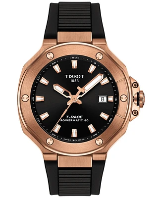 Tissot Men's Swiss Automatic T-Race Powermatic 80 Black Silicone Strap Watch 41mm
