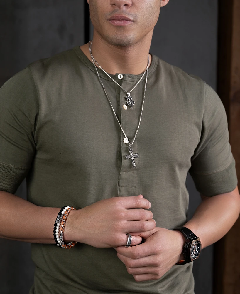 Bulova Marc Anthony Men's Black Diamond Number 5 Pendant Necklace (0.30 ct. t.w.) in Sterling Silver-Plate, 24" + 2" extender, BVP1054-wsaa