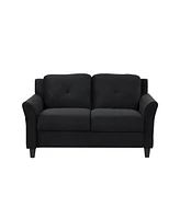 Fashionable Living Room Sofa With Double Seats, Black Fabric