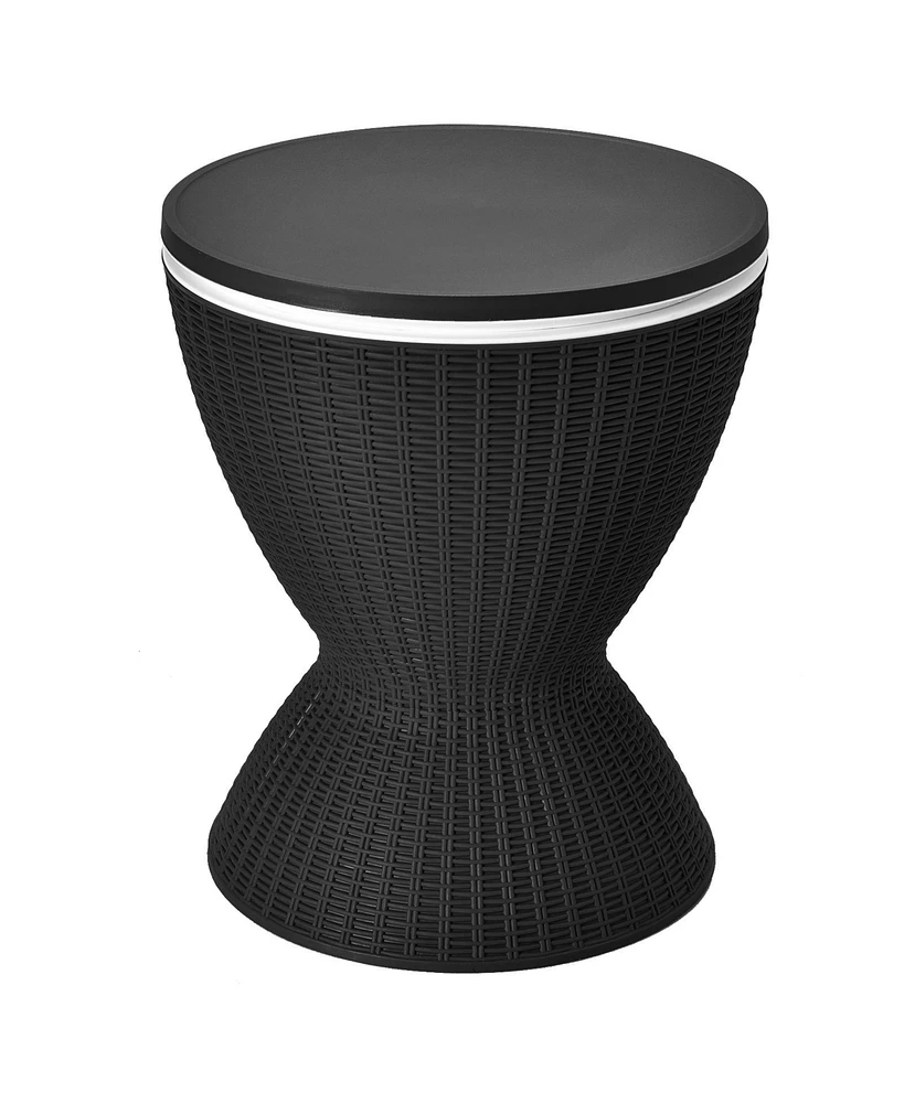 Sugift 3 Pieces Outdoor Rattan Bar Table with Extendable Tabletop