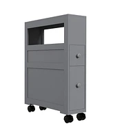 Homcom Narrow Bathroom Storage Cabinet with Rolling Wheels,
