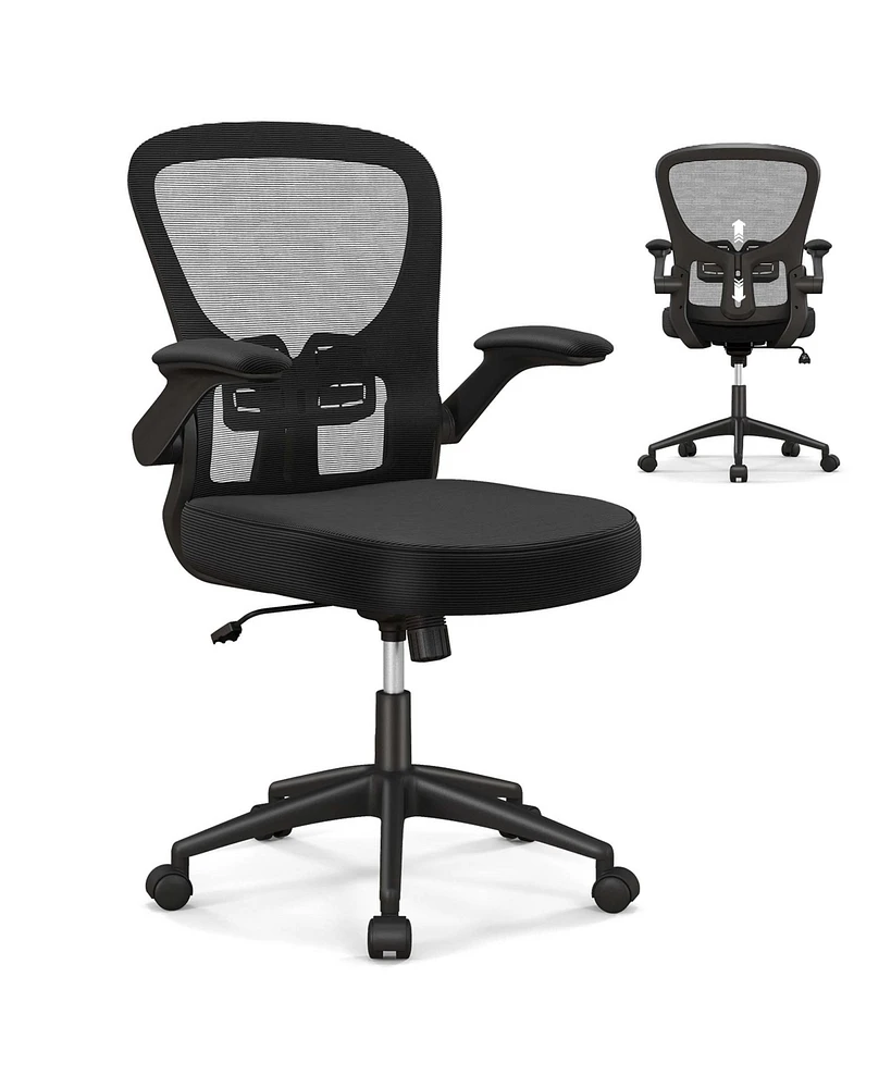 Ergonomic Office Chair with Flip-Up Armrests Rocking Backrest Computer Desk Chair