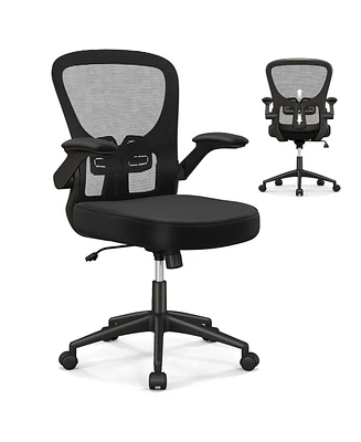 Ergonomic Office Chair with Flip-Up Armrests Rocking Backrest Computer Desk Chair