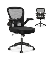Ergonomic Office Chair with Flip-Up Armrests Rocking Backrest Computer Desk Chair