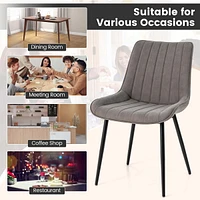 Dining Chair Set of 2 Upholstered Leisure Chairs with Metal Legs Padded Seat