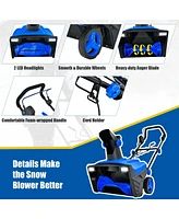 20" Electric Snow Thrower 120V 15Amp Snow Blower w/180° Rotatable Chute 2 Lights