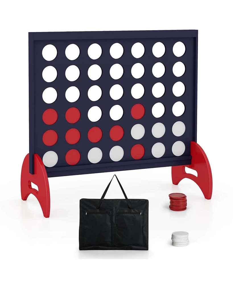 4-in-a-row Game Set with 42 Pcs Chips & 600D Oxford Fabric Carrying Bag Wooden