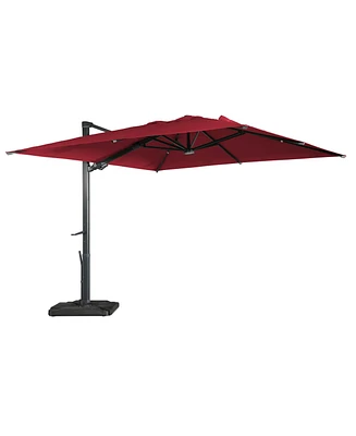 Boyel Living 10 ft. 360 B0; Rotation Square Cantilever Patio Umbrella with Base and Led Light