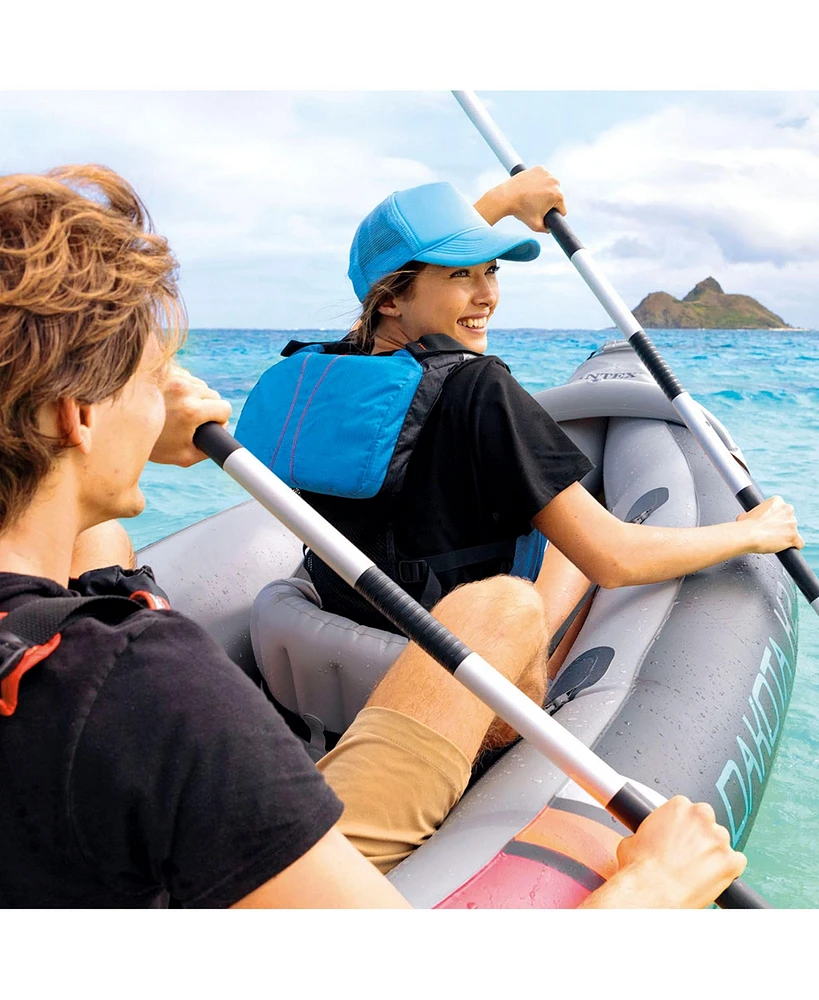 Intex Dakota K2 2 Person Vinyl Inflatable Kayak and Accessory Kit w/ Oars & Pump