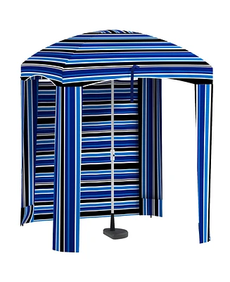 Outsunny Beach Cabana Umbrella with Bag, Windows, Stripe