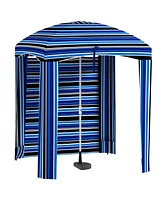 Outsunny Beach Cabana Umbrella with Bag, Windows, Stripe