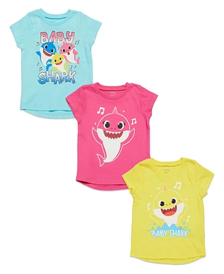 Baby Shark Toddler Girls Pinkfong 3 Pack T-Shirts