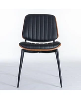 Mid Century Modern Dining Chairs Set of 2 - Black Pu