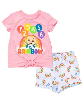 CoComelon Baby Girls T-Shirt and French Terry Shorts Outfit Set