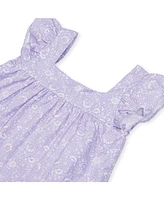 Hope & Henry Girls' Flutter Sleeve Faux Top Pull-On Linen Romper, Kids