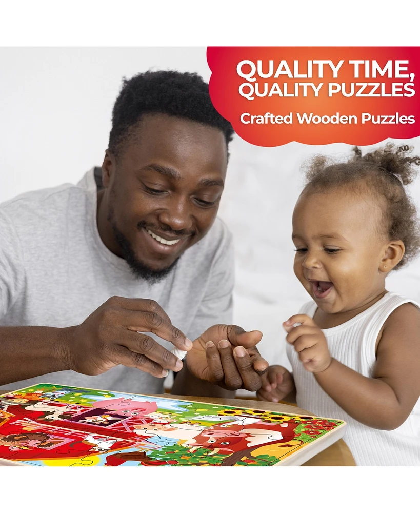 Quokka 4SET 24 Pcs Wooden Puzzles for Kids Ages 4-6