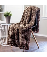Chanasya Premium Wolf Faux Fur Throw Blanket - Soft, Fuzzy Sherpa & Minky For Bed or Couch 92" x 85” (Queen Size)