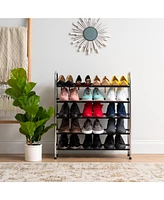 Iris Usa 5-Tier 15 Pairs Stackable Freestanding Shoe Racks for Entryway, Silver