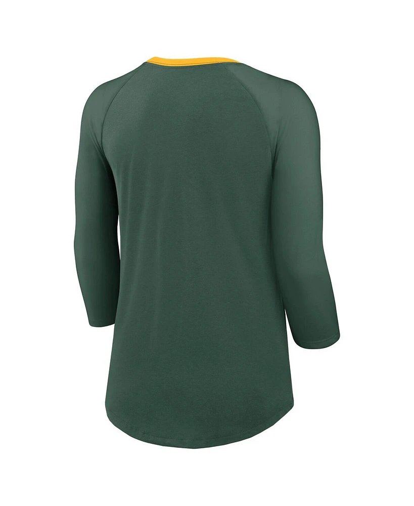 Nike Women's Green Bay Packers Raglan 3/4 Sleeve T-Shirt