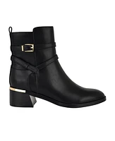 Calvin Klein Women's Jasen Buckle Strap Block Heel Booties