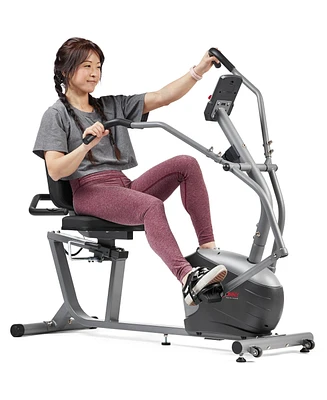 Sunny Health & Fitness Compact Performance Recumbent Bike with Dual Motion Arm Exercisers & Exclusive SunnyFit App Enhanced Bluetooth Connectivity