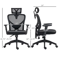 Vinsetto Ergonomic Mesh Chair with Adjustable Headrest & Reclining,