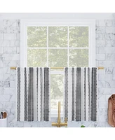Slub Texture Stripe Cotton Cafe Curtain Pair