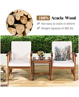 Vebreda 3PC Solid Wood Outdoor Patio Sofa Furniture Set