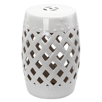 13" Ceramic Garden Stool with Woven Design