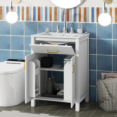 24" Space-Saving Bathroom Vanity Combo with Ceramic Sink