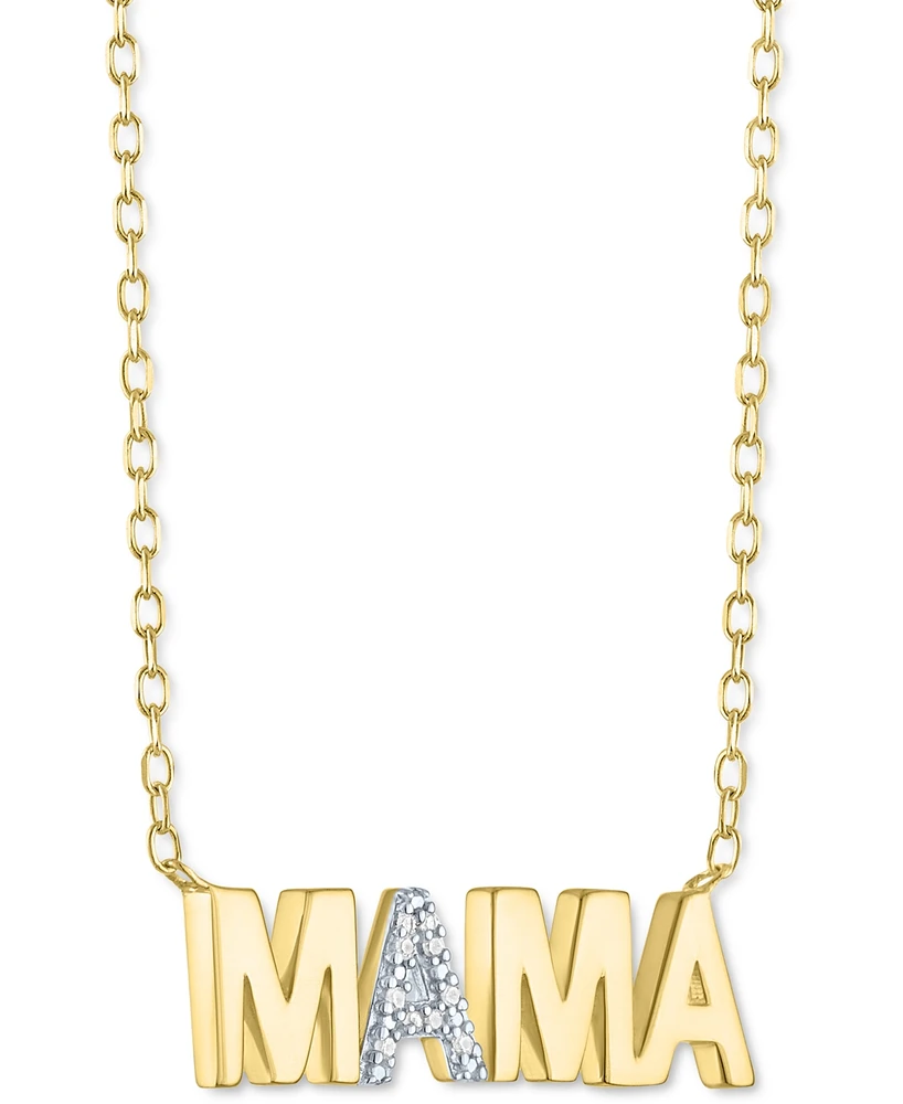 Diamond Accent Mama Pendant Necklace in 14k Gold-Plated Sterling Silver, 16" + 2" extender