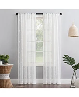Delia Embroidered Floral Sheer Rod Pocket Curtain Panel